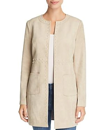 Karl Lagerfeld Embellished Faux-suede Jacket In Vicuna