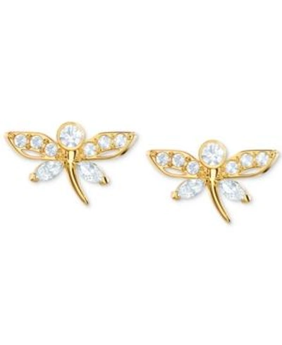 Swarovski Gold-tone Crystal Dragonfly Stud Earrings In Light Multi