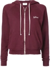 Re/done Embroidered Stretch-cotton Terry Hoodie In Burgundy