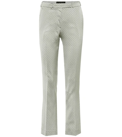 Etro Shiny Dobby-jacquard Straight-leg Pants In White Multi