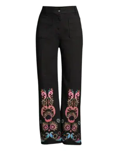Etro Paisley Embroidered Ankle Jeans In Black