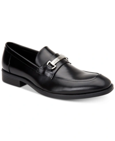 Calvin Klein Men's Craig Box Leather Loafers Men's Shoes In Black Box Leather