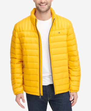 tommy hilfiger yellow puffer coat