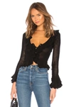 Lpa Ruffle Sweater Cardigan In Black