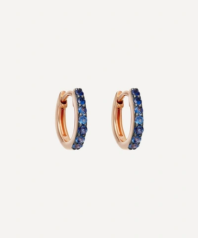 Astley Clarke Mini Halo 14ct Rose-gold Blue Sapphire Hoop Earrings