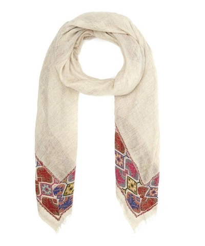 Faliero Sarti Lesli Border Shawl In Cream