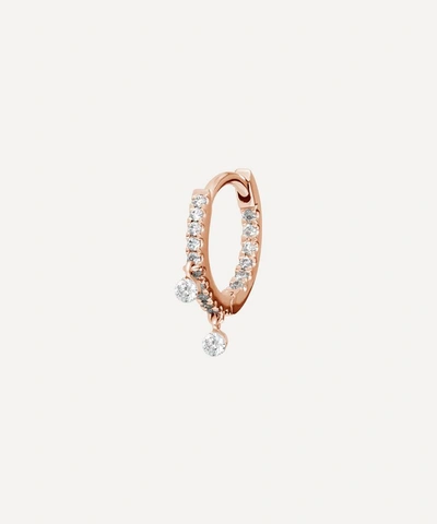 Maria Tash 18ct 8mm Diamond Double Charm Front-facing Eternity Single Hoop Earring In Rose Gold