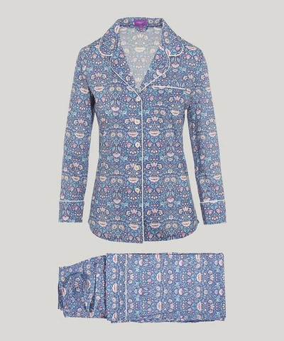 Liberty London Lodden Tana Lawn Cotton Pyjama Set In Navy
