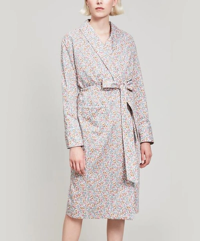 Liberty London Emilias Bloom Tana Lawn Cotton Long Robe In Cream