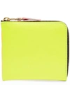 Comme Des Gars Green Contrast Fluorescent Half-zip Wallet In Yellow