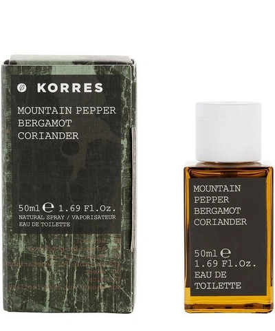 Korres For Him Mountain Pepper Bergamot Coriander Eau De Toilette 50ml In White