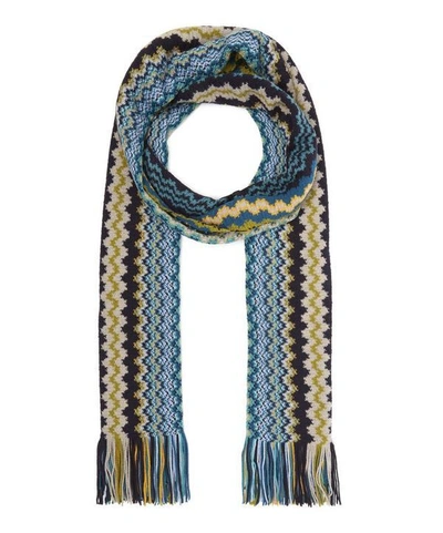 Missoni Multi Zig Zag Scarf In Blue