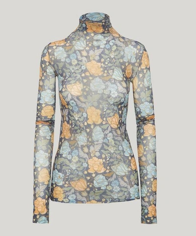Acne Studios Floral Print Roll Neck In Blue