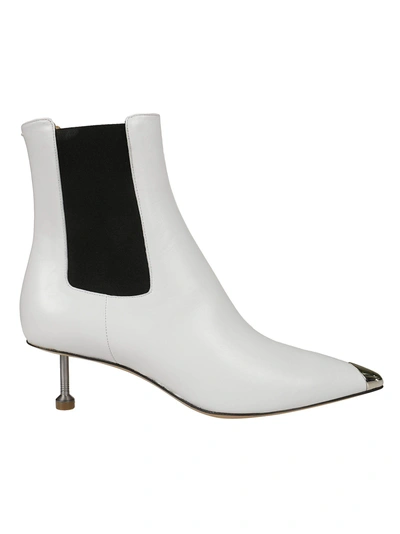 Maison Margiela Kitten Heel Chelsea Boots In White/black