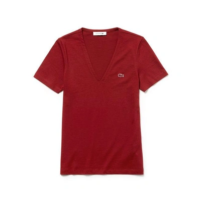 Lacoste Women's Slim Fit V-neck Cotton Jersey T-shirt