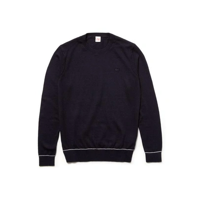 Lacoste Women's Live Crew Neck Cotton And Cashmere Jersey Sweater In Navy Blue / White