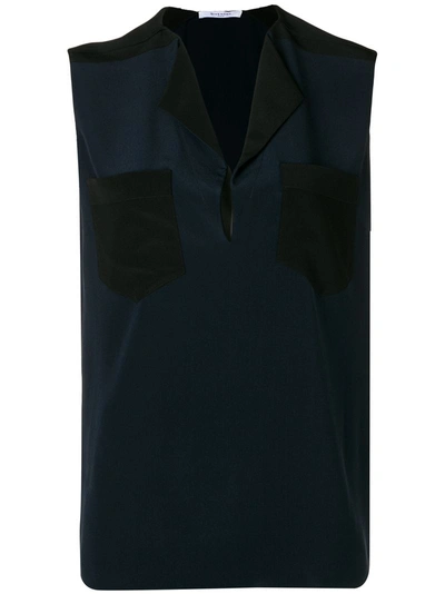 Givenchy Chest Pockets Sleeveless Blouse In Blue