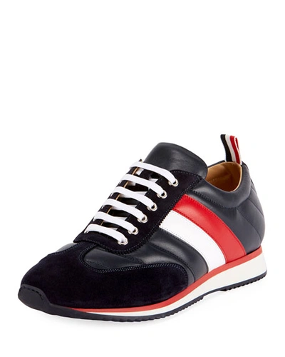 Thom Browne Men's Quilted Running Sneakers In Navy