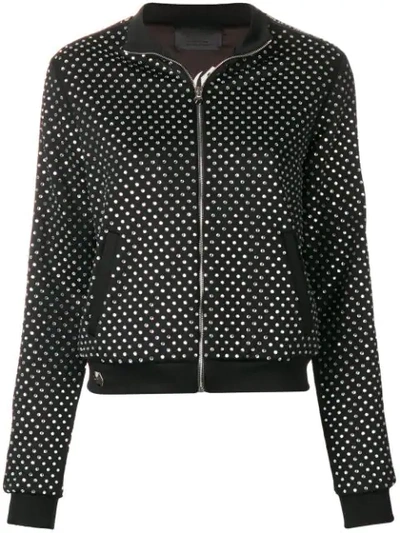 Philipp Plein Crystal Embellished Bomber Jacket - Black