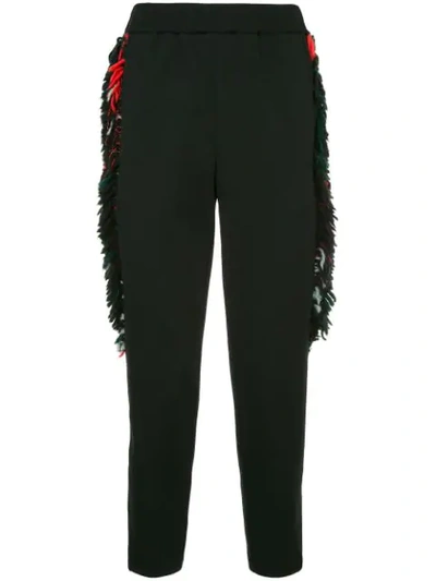 Yoshiokubo Side Fringe Trousers In Black