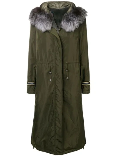 Liska Fur Collar Long Parka - Green