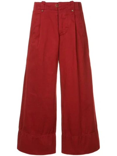 Kolor Wide Leg Cropped Trousers - Red