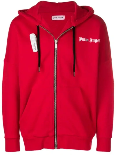 Palm Angels Zipped Logo Hoodie In Red