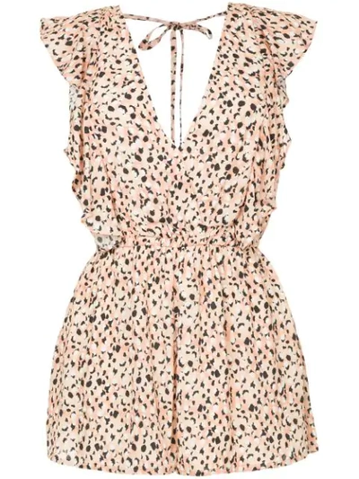 Suboo Leopard Print Playsuit In Yellow