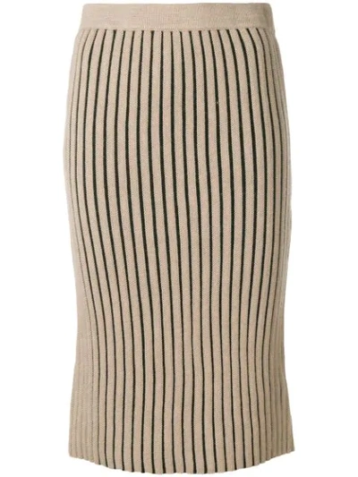 Victoria Victoria Beckham Stripe Knitted Pencil Skirt - Neutrals