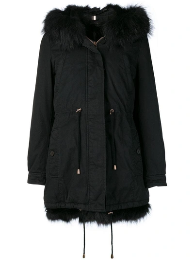 Alessandra Chamonix Classic Fur Lined Parka Coat In Black