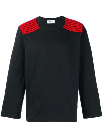 Dima Leu Striped Shoulders Sweatshirt In Black