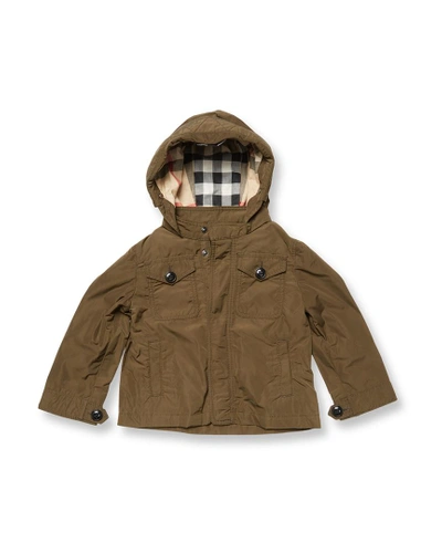 Burberry Solid Hooded Jacket In Nocolor