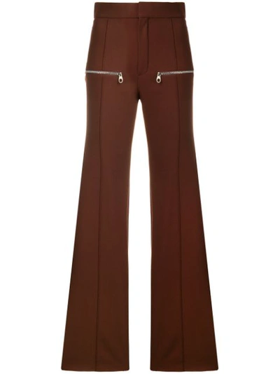 Chloé Wool-blend Flared Trousers In Red