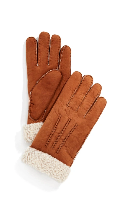 Agnelle Curly Gloves In Tan