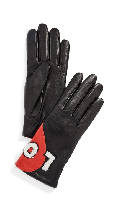 Agnelle Love Gloves In Black/red