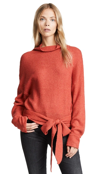 Line & Dot Oriana Tied Sweater In Tangerine