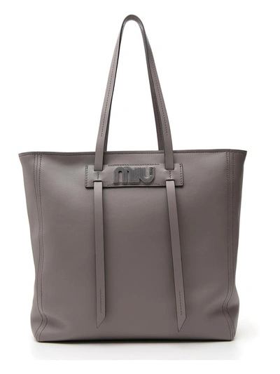 Miu Miu Grace Luxe Tote Bag In Grey