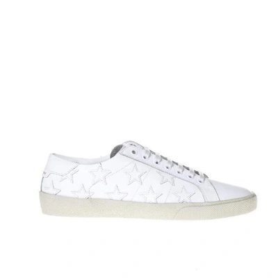 Saint Laurent Star Appliqué Low Top Sneakers In White