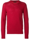 Prada Crew Neck Sweater In Red