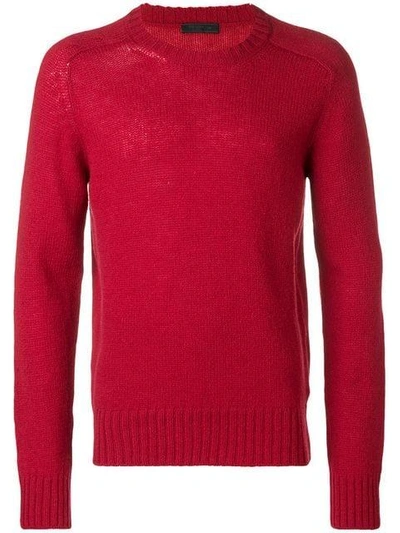 Prada Crew Neck Sweater In Red
