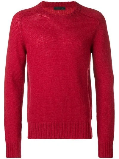 Prada Crew Neck Jumper In Red