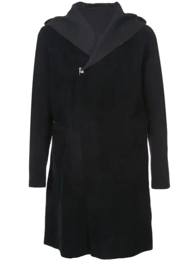 Taichi Murakami Off-centre Hooded Coat In Black
