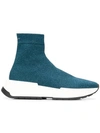 Mm6 Maison Margiela Glittered Sock Sneakers - Blue