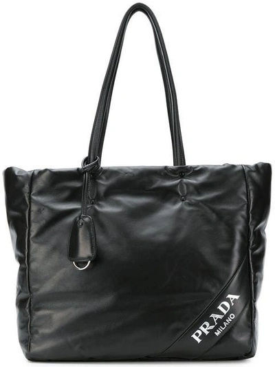 Prada Padded Leather Tote Bag - Black