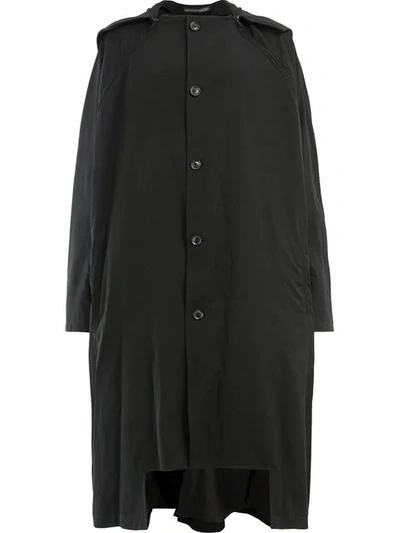 Yohji Yamamoto Hooded High Low Coat - Black