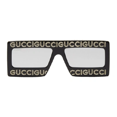 Gucci Logo Sunglasses In 001 Black/g