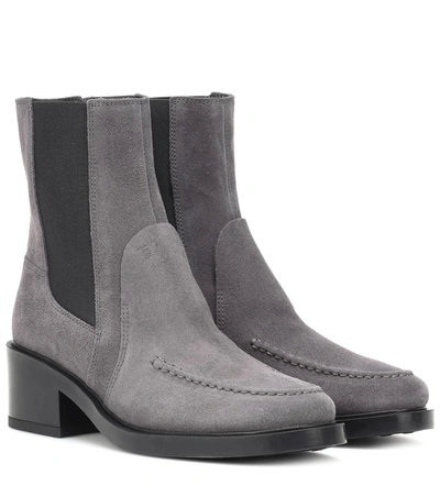 Tod's Ankle Boots In Suede In Grey