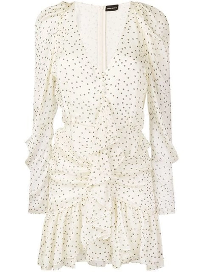 Magda Butrym Ruched Polka Dot Silk Dress In Cream