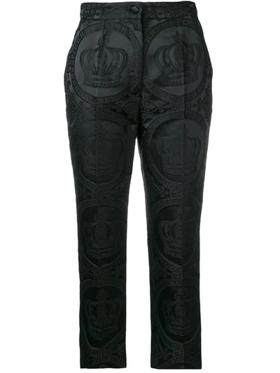 Dolce & Gabbana Logo Print Cropped Trousers - Black