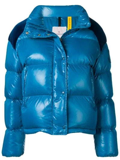 Moncler Genius Chouette Puffer Jacket W/ Contrast Shoulders In Blue